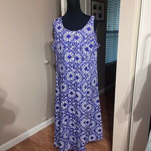 Purple and White Sleeveless Scoop Neck Sundress